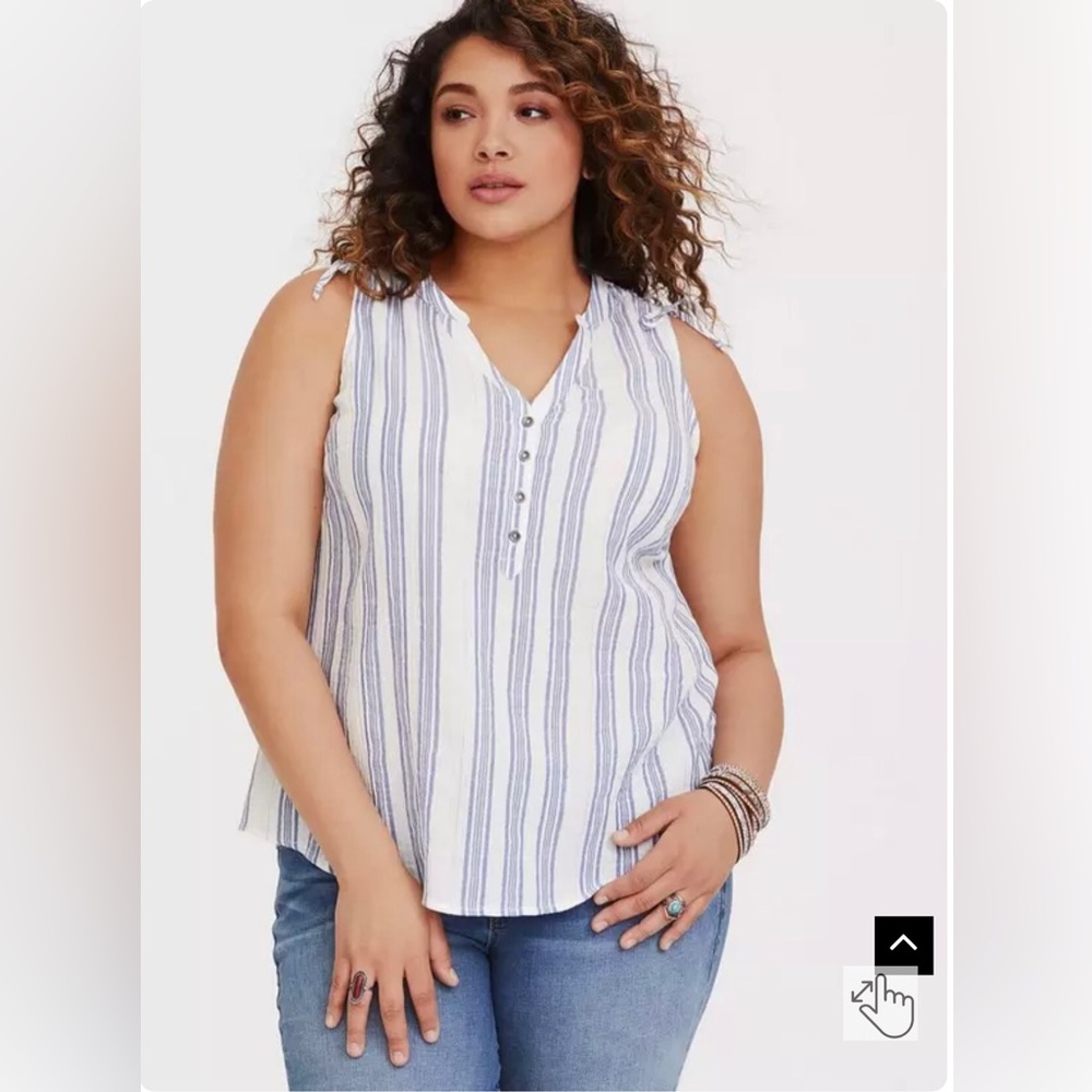 Torrid Blue and White Striped Lightweight Tank
